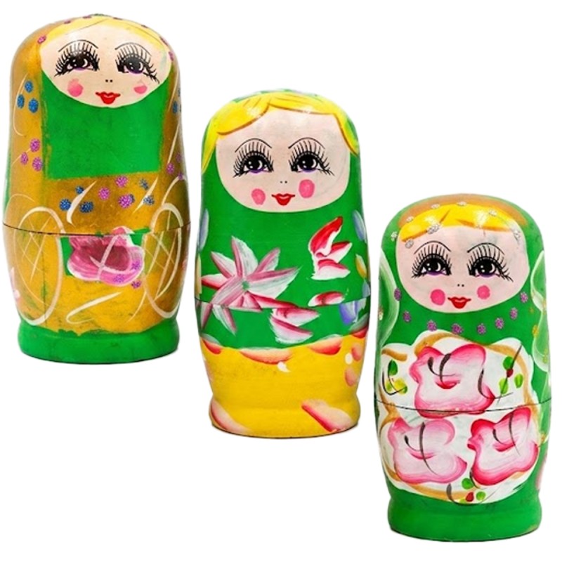 ENFEITE DECORATIVO DE MESA DE MADEIRA MODELO BONECA RUSSA REF: AP7510-5