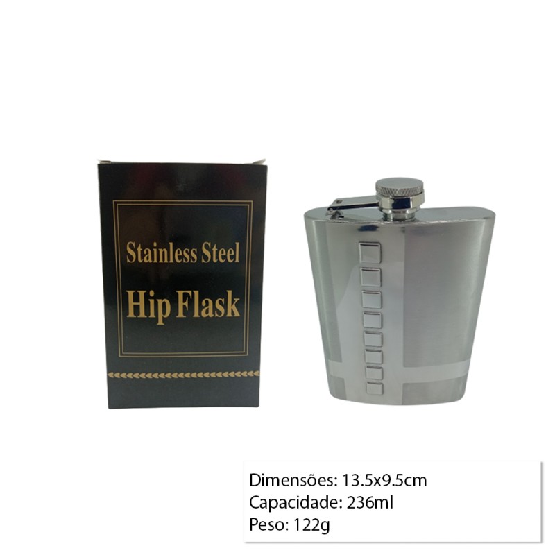 CANTIL DE BOLSO PARA BEBIDA EM METAL 236ML REF: APGT-TSG07-8