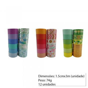 FITA ADESIVA C/6 COLORIDAS+6 ESTAMPADAS REF: AP24029P1.5-3