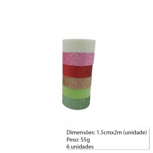 FITA ADESIVA C/6 COLORIDAS C/GLITTER REF: AP24029C1.5-2 FITA ADESIVA C/6 COLORIDAS C/GLITTER REF: AP24029C1.5-2