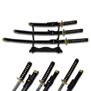 CONJUNTO DE 3 KATANAS DECORATIVA COM LÂMINA SEM CORTE EM METAL REF: APZS-9601 CONJUNTO DE 3 KATANAS DECORATIVA COM LÂMINA SEM CORTE EM METAL REF: APZS-9601