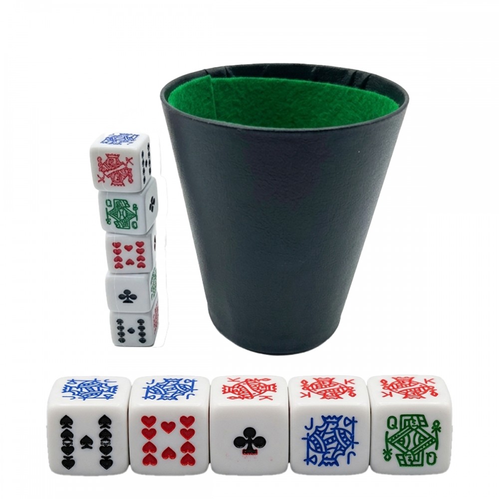 KIT 5 DADOS + COPO MODELO BARALHO  REF: AP25823SET-1