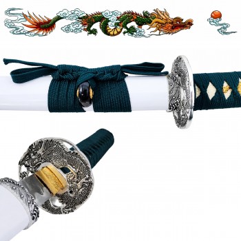 KATANA DECORATIVA DE METAL COM LÂMINAQ SEM CORTE E SUPORTE DE MADEIRA REF: PFL22971