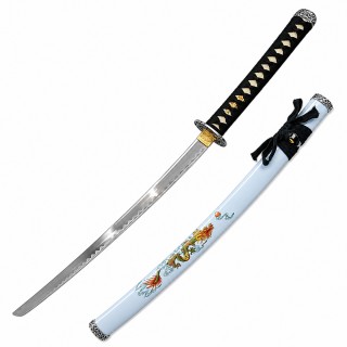 KATANA DECORATIVA DE METAL COM LÂMINAQ SEM CORTE E SUPORTE DE MADEIRA REF: PFL22971