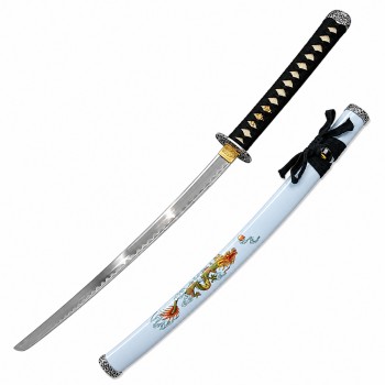 KATANA DECORATIVA DE METAL COM LÂMINAQ SEM CORTE E SUPORTE DE MADEIRA REF: PFL22971