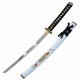 KATANA DECORATIVA DE METAL COM LÂMINAQ SEM CORTE E SUPORTE DE MADEIRA REF: PFL22971