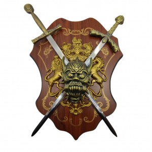 ESPADAS MEDIEVAIS COM SUPORTE PARA PAREDE  REF: PFL20201