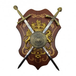 ESPADAS MEDIEVAIS COM SUPORTE PARA PAREDE  REF: PFL22243