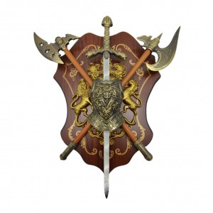 ESPADAS MEDIEVAIS COM SUPORTE PARA PAREDE  REF: PFL20202