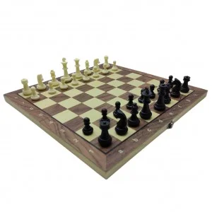 Jogo xadrez dama gamao madeira tabuleiro 3 em 1 40x40