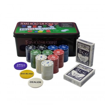 JOGO POKER EM LATA DE PLÁSTICO 200 FICHAS COM BARALHO  REF: AP200PC-TP