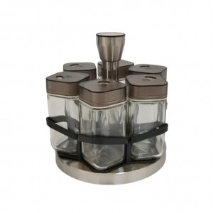 PORTA TEMPERO COM 6 POTES EM VIDRO  REF: APAW1025 PORTA TEMPERO COM 6 POTES EM VIDRO  REF: APAW1025