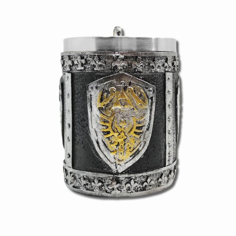 CANECA MEDIEVAL MODELO BRASÃO EM RESINA E INOX 400ML REF: 1146B CANECA MEDIEVAL MODELO BRASÃO EM RESINA E INOX 400ML REF: 1146B