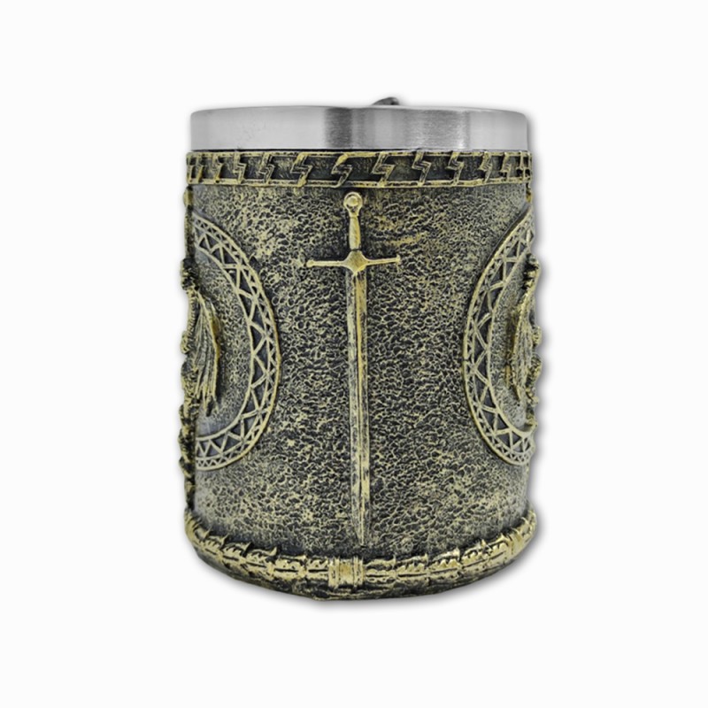 CANECA MEDIEVAL MODELO DRAGÃO E ESPADA EM RESINA E INOX 400ML REF: 22001B CANECA MEDIEVAL MODELO DRAGÃO E ESPADA EM RESINA E INOX 400ML REF: 22001B