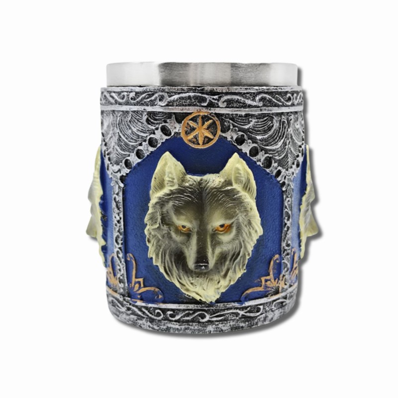 CANECA MEDIEVAL MODELO LOBOS EM RESINA E INOX 400ML REF: 2014-2B CANECA MEDIEVAL MODELO LOBOS EM RESINA E INOX 400ML REF: 2014-2B