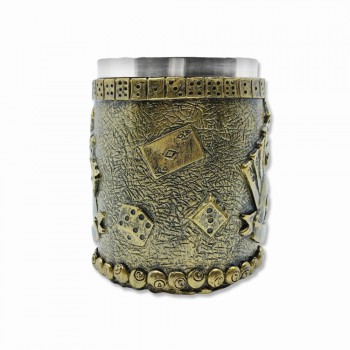CANECA MEDIEVAL MODELO DADOS EM RESINA E INOX 400ML REF: 22009B