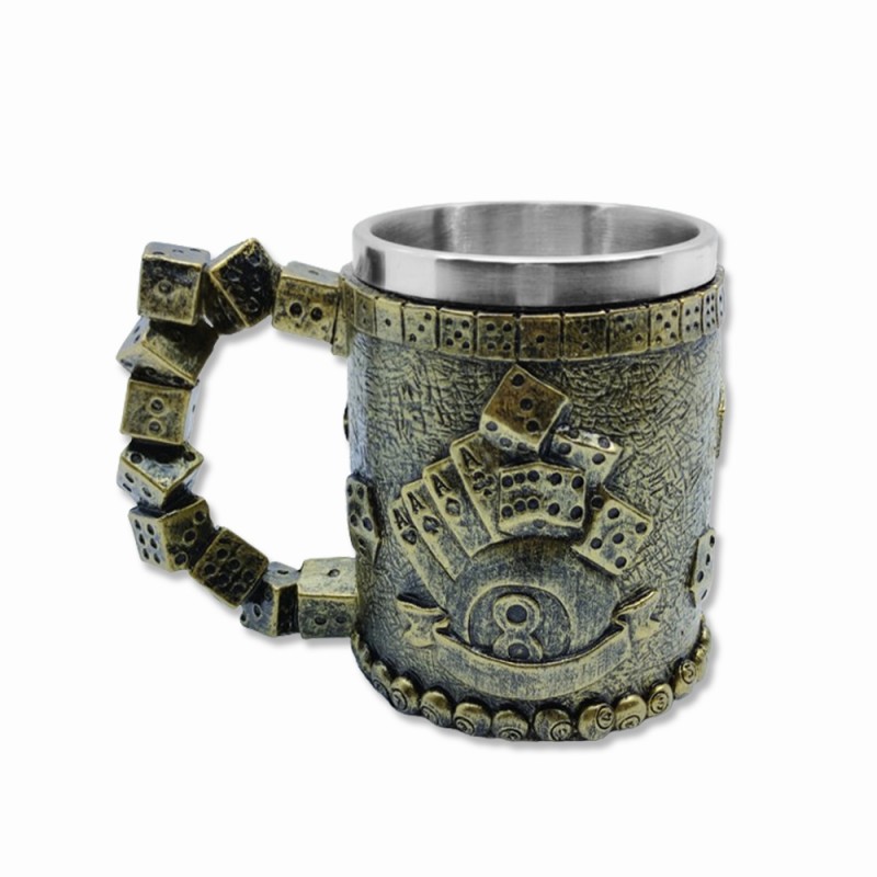 CANECA MEDIEVAL MODELO DADOS EM RESINA E INOX 400ML REF: 22009B CANECA MEDIEVAL MODELO DADOS EM RESINA E INOX 400ML REF: 22009B