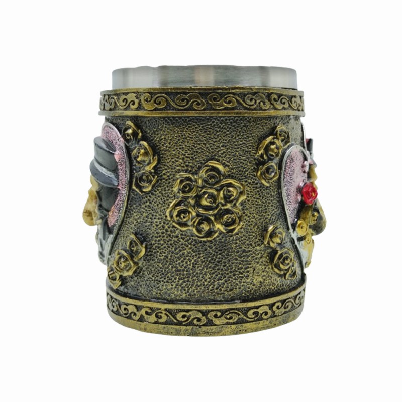 CANECA MEDIEVAL MODELO CAVEIRA RESINA E INOX 400ML REF: 220029B