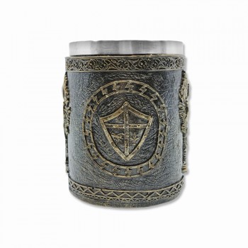 CANECA MEDIEVAL MODELO ANJO EM RESINA E INOX 400ML REF: 22005B