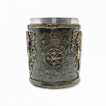 CANECA MEDIEVAL MODELO ESCUDO EM RESINA E INOX 400ML REF: 22003B