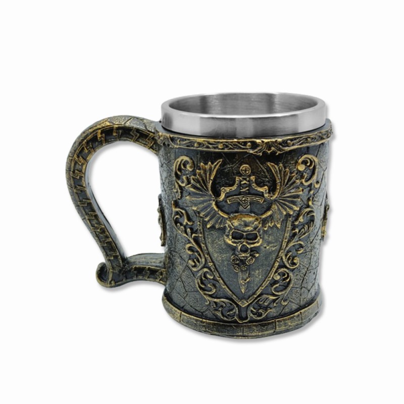 CANECA MEDIEVAL MODELO ESCUDO EM RESINA E INOX 400ML REF: 22003B CANECA MEDIEVAL MODELO ESCUDO EM RESINA E INOX 400ML REF: 22003B