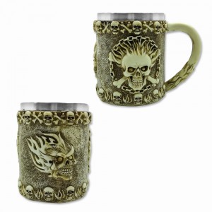 CANECA MEDIEVAL MODELO CAVEIRA EM RESINA E INOX 400ML  REF: 2004B CANECA MEDIEVAL MODELO CAVEIRA EM RESINA E INOX 400ML  REF: 2004B