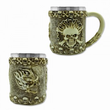 CANECA MEDIEVAL MODELO CAVEIRA EM RESINA E INOX 400ML REF: 2004B CANECA MEDIEVAL MODELO CAVEIRA EM RESINA E INOX 400ML REF: 2004B