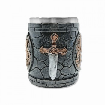 CANECA MEDIEVAL MODELO FERREIRO EM RESINA E INOX 400ML REF: 22020B