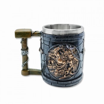 CANECA MEDIEVAL MODELO FERREIRO EM RESINA E INOX 400ML REF: 22020B