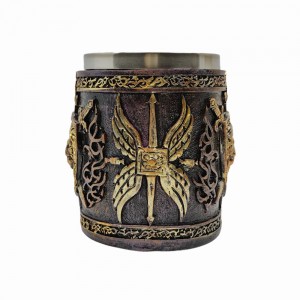 CANECA MEDIEVAL MODELO BRASÃO LEÃO RESINA E INOX 400ML REF: 220039B CANECA MEDIEVAL MODELO BRASÃO LEÃO RESINA E INOX 400ML REF: 220039B