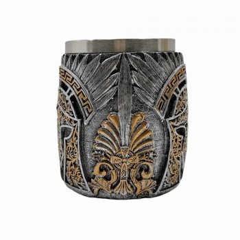 CANECA MEDIEVAL MODELO CAPACETE RESINA E INOX 400ML REF: 220041B