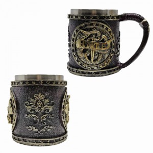 CANECA MEDIEVAL MODELO LOVE & HATE RESINA E INOX 400ML REF: 220040B CANECA MEDIEVAL MODELO LOVE & HATE RESINA E INOX 400ML REF: 220040B