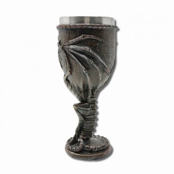 TAÇA MEDIEVAL MODELO DRAGÃO ESQUELETO EM RESINA 180ML REF: 220034A