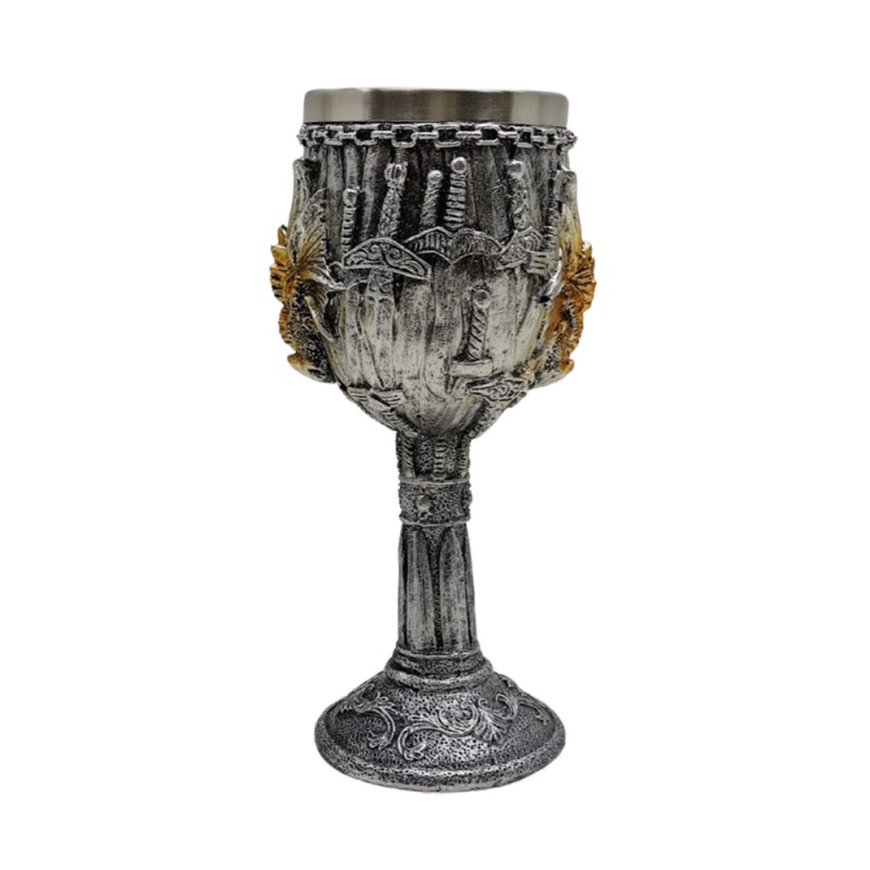 TAÇA MEDIEVAL MODELO ESPADA EM INOX E RESINA 180ML REF: 1125A