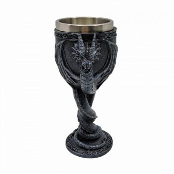 TAÇA MEDIEVAL MODELO DRAGÃO EM INOX E RESINA 180ML REF: 220038A