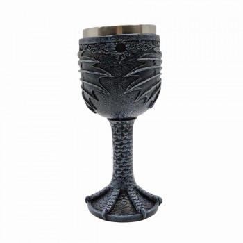 TAÇA MEDIEVAL MODELO DRAGÃO EM INOX E RESINA 180ML REF: 220032A