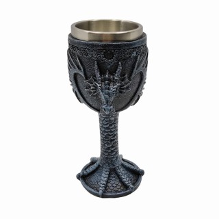 TAÇA MEDIEVAL MODELO DRAGÃO EM INOX E RESINA 180ML REF: 220032A