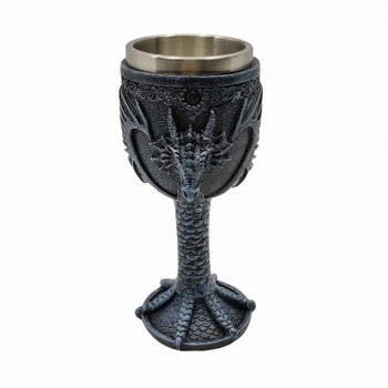 TAÇA MEDIEVAL MODELO DRAGÃO EM INOX E RESINA 180ML REF: 220032A