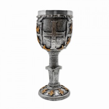 TAÇA MEDIEVAL MODELO ESCUDO BRASÃO EM RESINA 180ML REF: 220031A