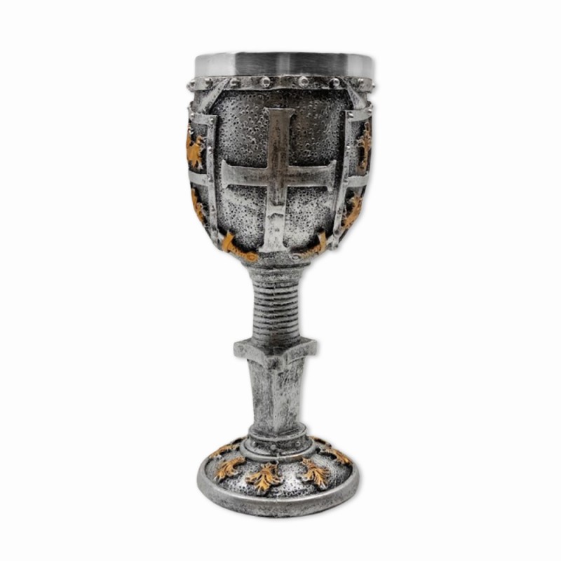 TAÇA MEDIEVAL MODELO ESCUDO BRASÃO EM RESINA 180ML REF: 220031A