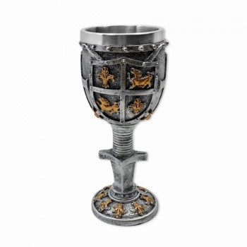 TAÇA MEDIEVAL MODELO ESCUDO BRASÃO EM RESINA 180ML REF: 220031A