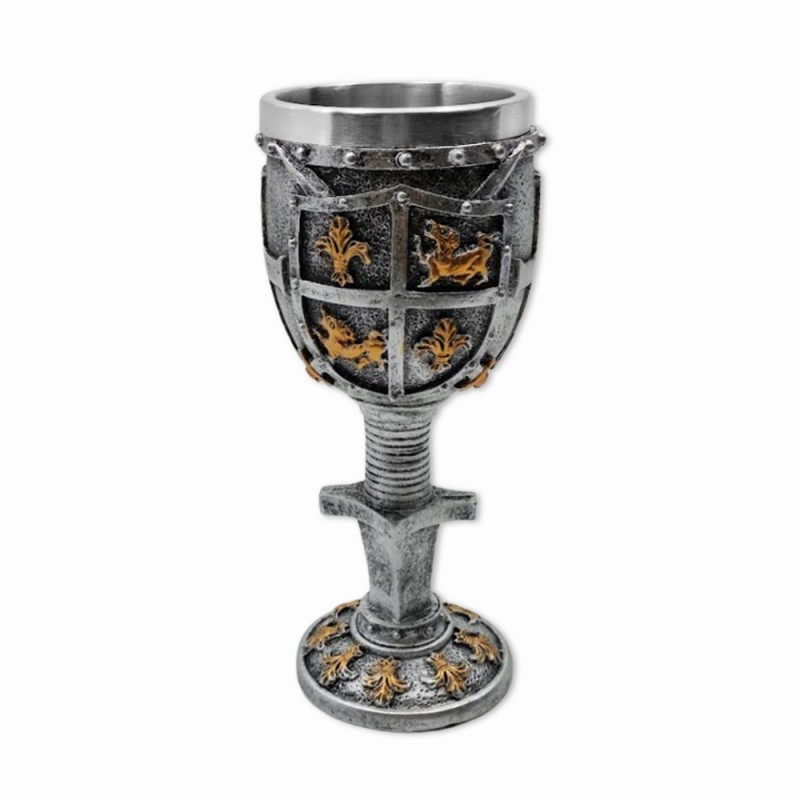 TAÇA MEDIEVAL MODELO ESCUDO BRASÃO EM RESINA 180ML REF: 220031A