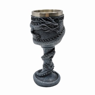 TAÇA MEDIEVAL MODELO DRAGÃO ORIENTAL EM INOX E RESINA 180ML REF:220033A