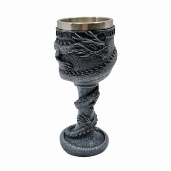 TAÇA MEDIEVAL MODELO DRAGÃO ORIENTAL EM INOX E RESINA 180ML REF:220033A