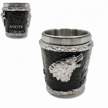 COPO SHOT MEDIEVAL MODELO LOBO EM RESINA 50ML REF: 087C