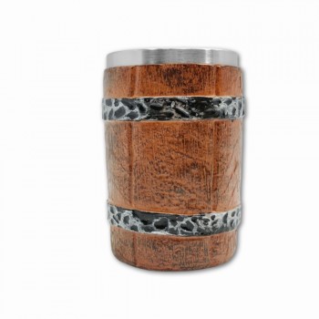 CANECA MEDIEVAL MODELO BARRIL EM RESINA E INOX 600ML  REF: 1152B-G