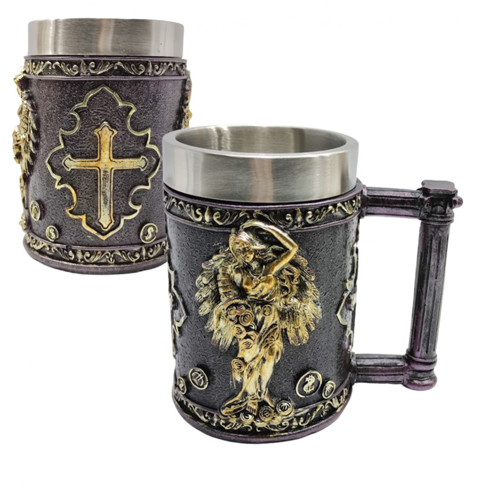 CANECA MEDIEVAL EM RESINA E METAL 600ML  REF: 220046B