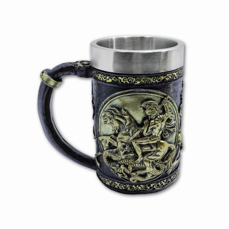 CANECA MEDIEVAL MODELO SÃO JORGE EM RESINA E INOX 600ML REF: 220047B CANECA MEDIEVAL MODELO SÃO JORGE EM RESINA E INOX 600ML REF: 220047B