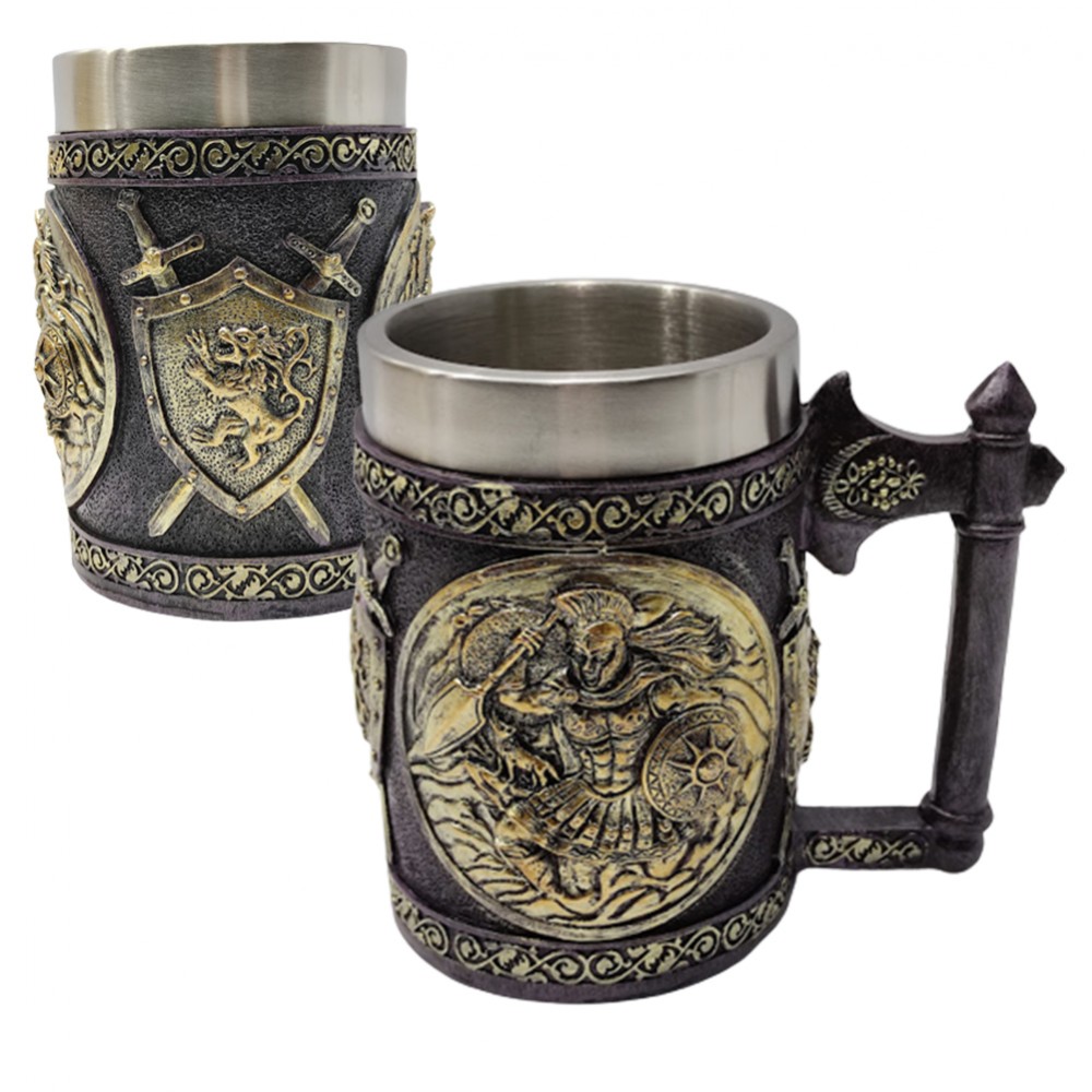 CANECA MEDIEVAL EM RESINA E METAL 600ML  REF: 22045B