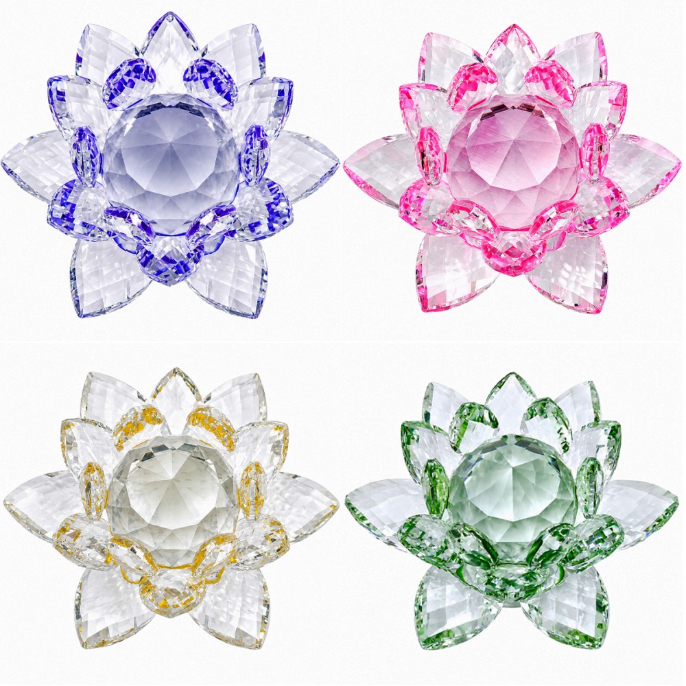 FLOR DE LÓTUS DECORATIVA EM VIDRO 13CM REF: AP7814T-60